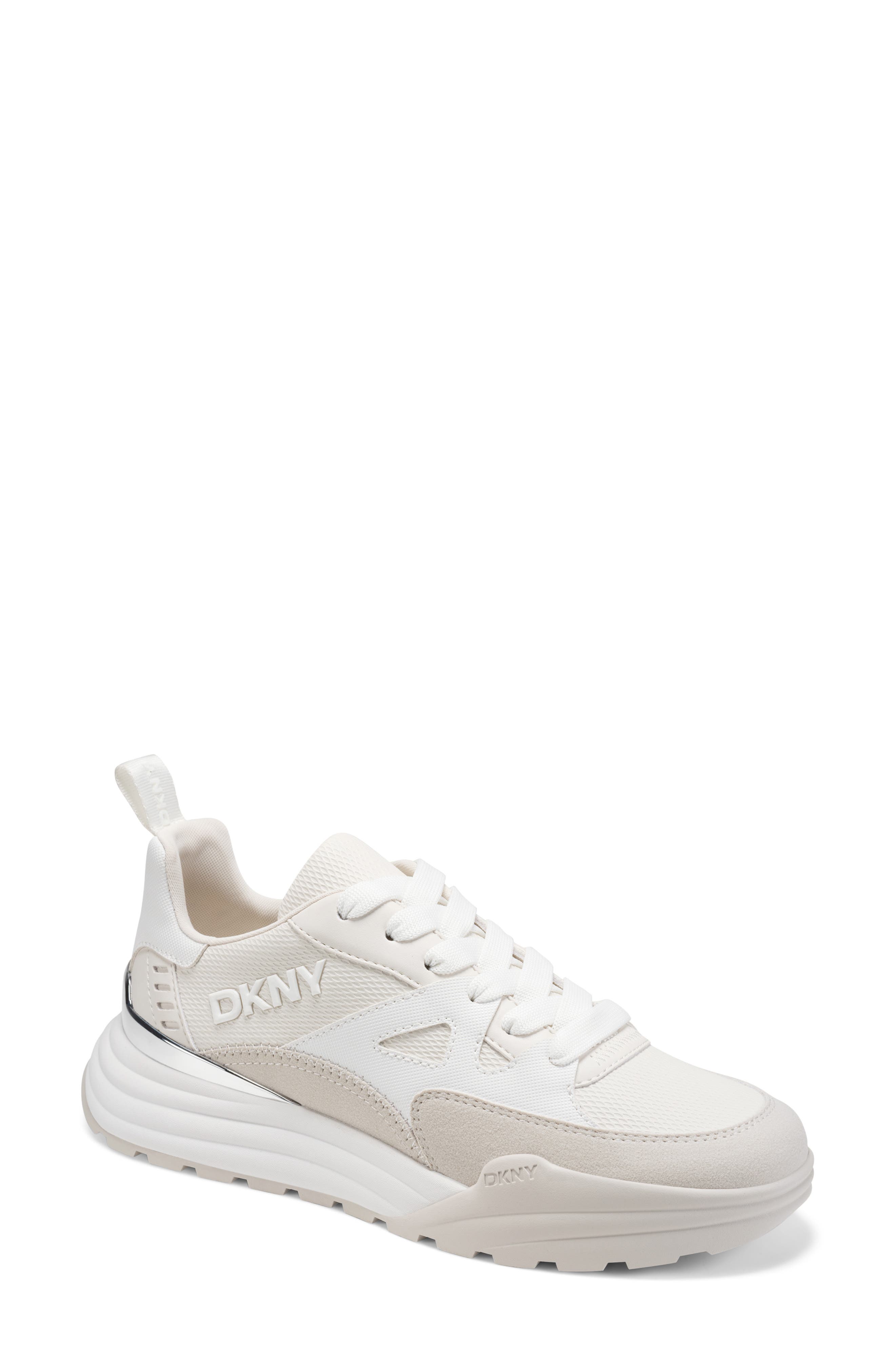 DKNY Zanira Low Top Sneaker, Main, color, Soft White/ White