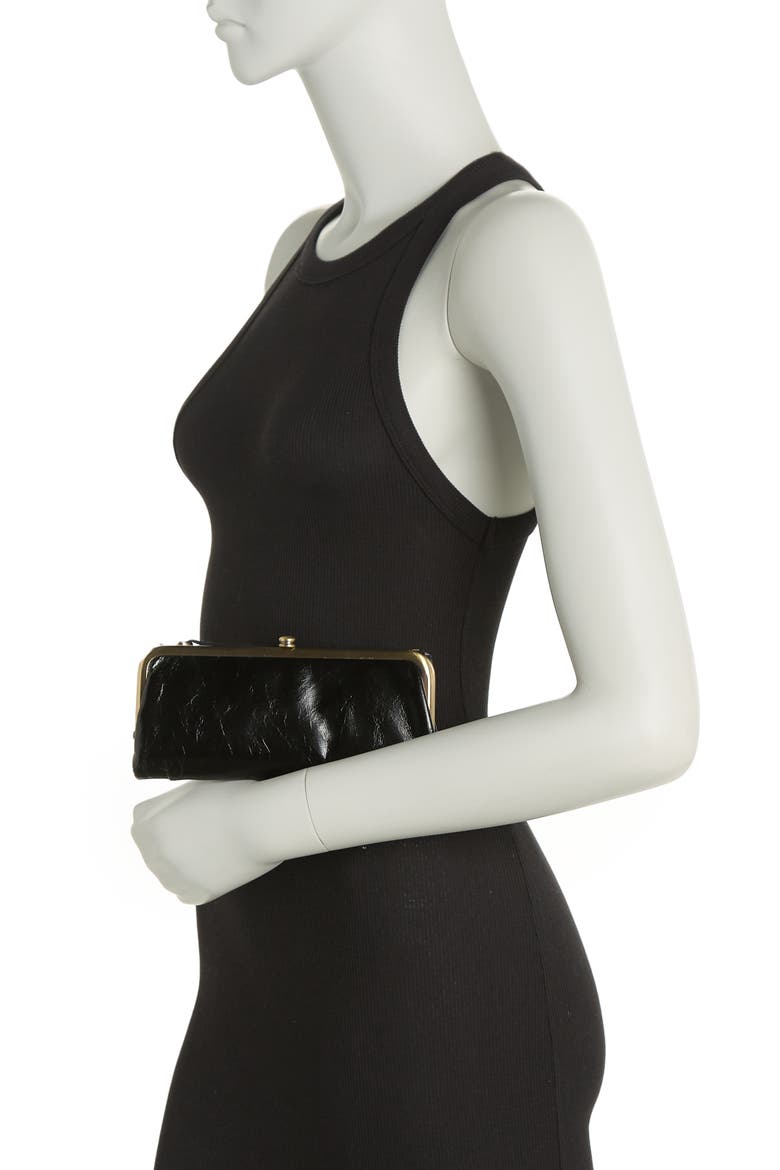 Wind Leather Clutch Bag, Alternate, color, BLACK