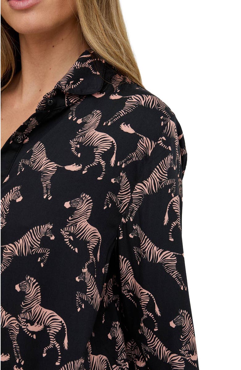 Lily and Lionel London Evie Long Sleeve Print Pajama Set, Alternate, color, Black Zebra Print