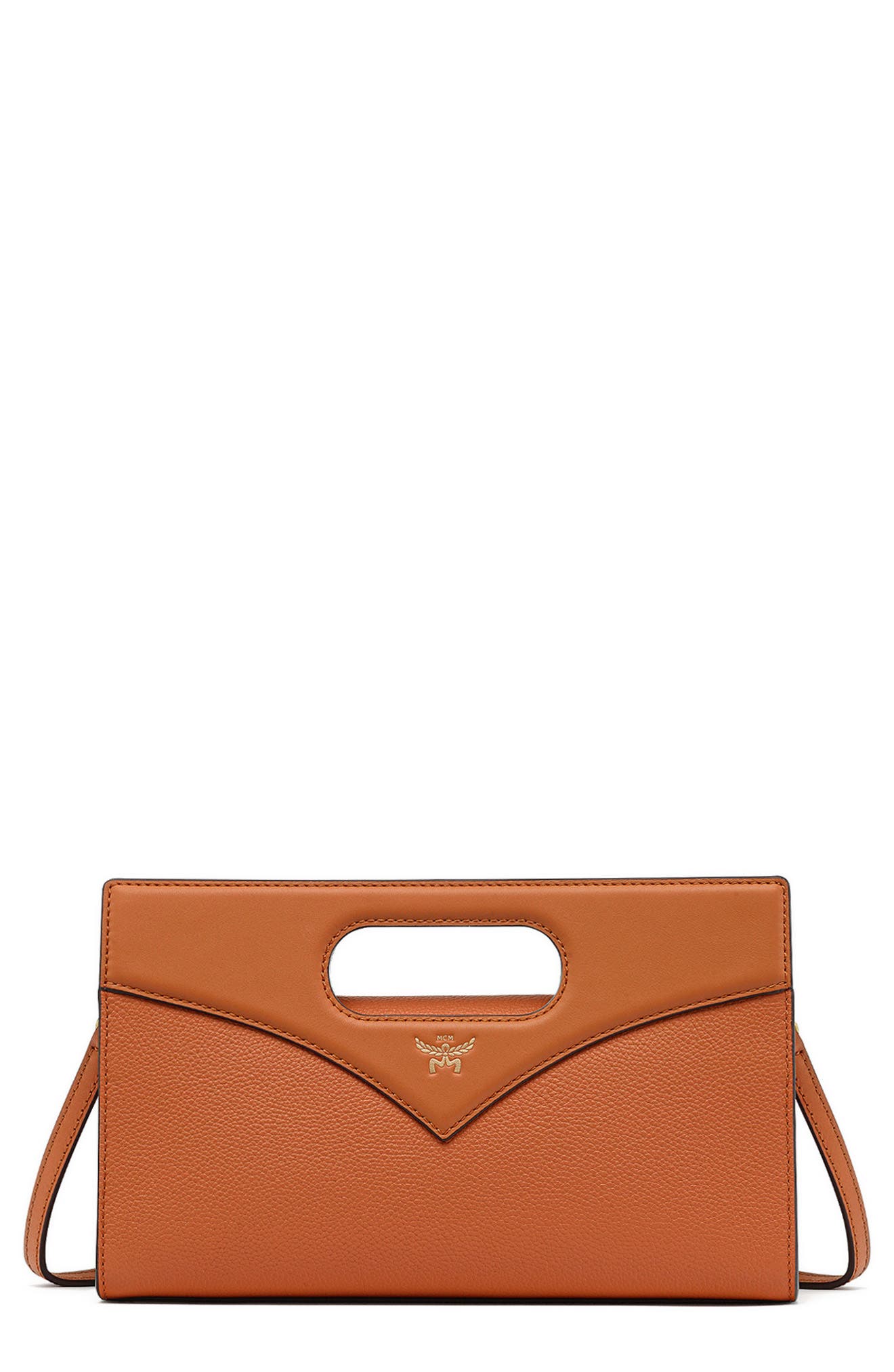 Diamond Tote in Embossed Leather, Main, color, COGNAC