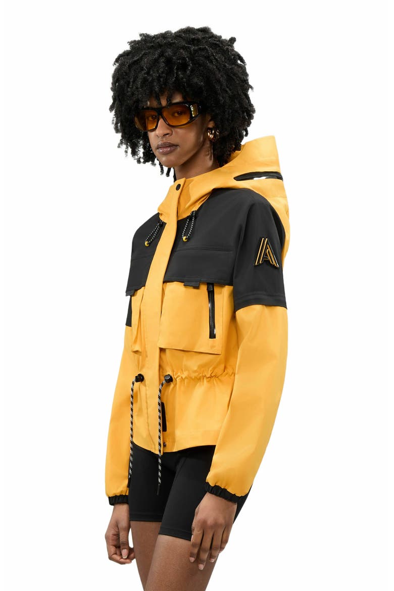 Women's Marmande Short Windbreaker with Removable Sleeves and Branded Extendable Hood, Alternate, color, Solar Yellow