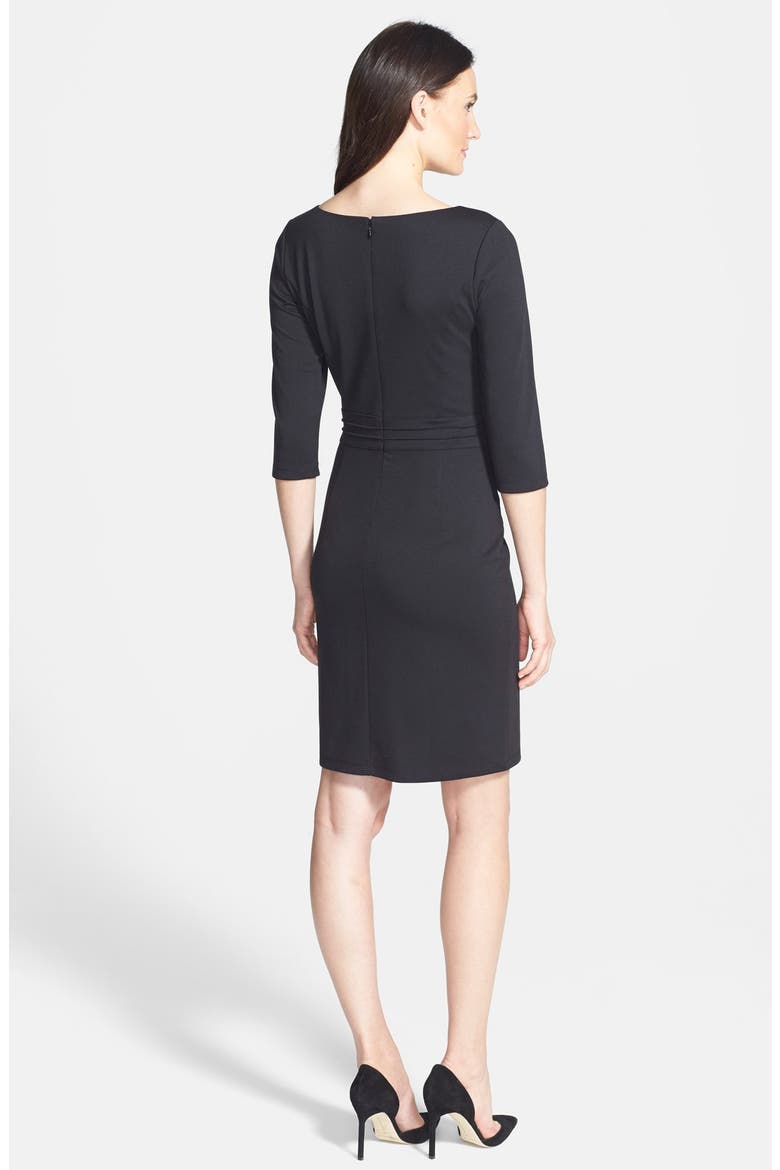 Pintuck Ponte Sheath Dress, Alternate, color, BLACK