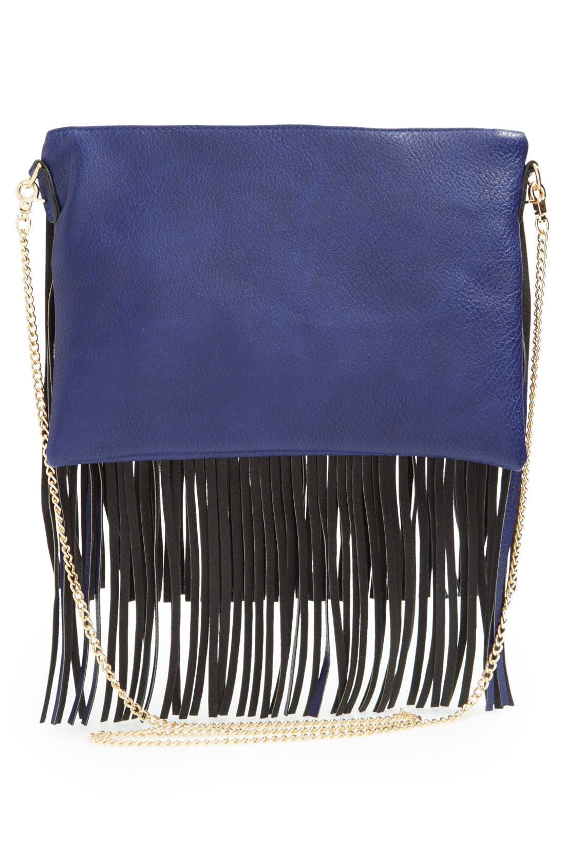 'Rose' Fringe Faux Leather Convertible Crossbody Bag, Alternate, color, NAVY
