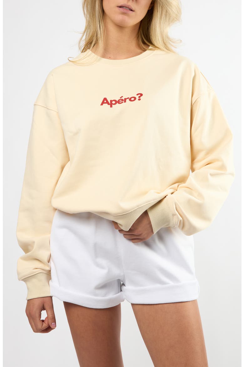 The Apéro? Cotton Graphic Sweatshirt, Main, color, CREAM