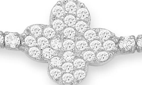 Chloe & Madison Chloe And Madison Cubic Zirconia Clover Bracelet In Silver