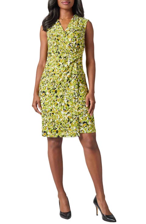 Sleeveless Faux Wrap Dress