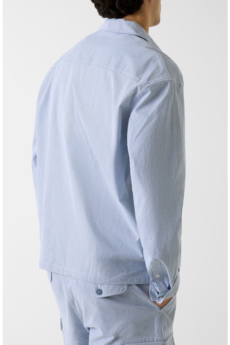 Zip Front Stripe Shirt, Alternate, color, DARING OCEAN/ WHITE