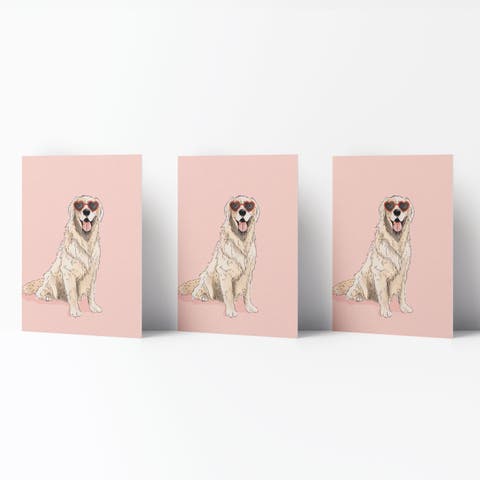 Love/Friendship Greeting Cards "Golden Pink Heart Eyes"
