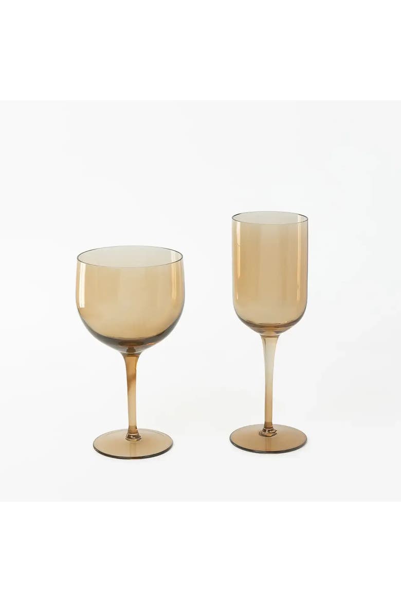 White Wine Glass Set of Four, Alternate, color, Smoky Amber