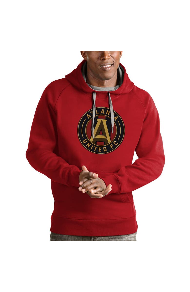 ANTIGUA Men's Antigua Red Atlanta United FC Team Logo Victory Pullover Hoodie, Main, color, 