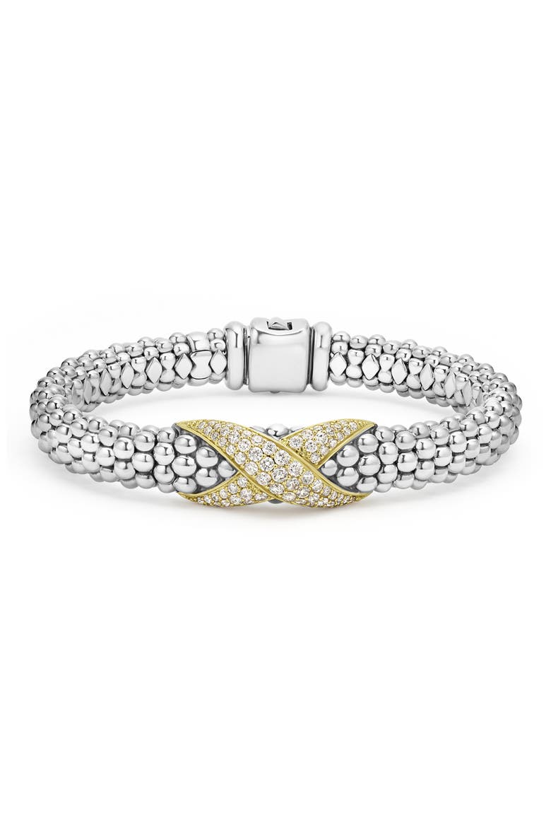 Embrace Pavé Diamond Center X Bracelet, Main, color, SILVER