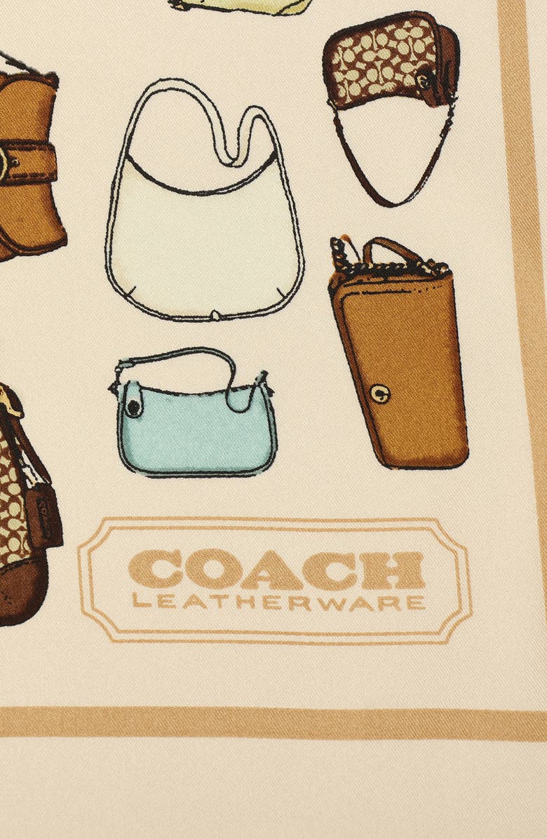 COACH Originals Print Silk Square Scarf, Alternate, color, Chalk