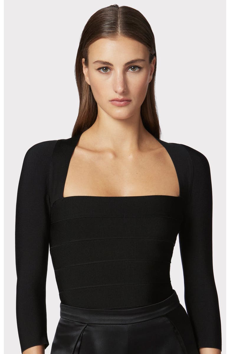 Herve Leger Icon Square Neck Top, Alternate, color, Black