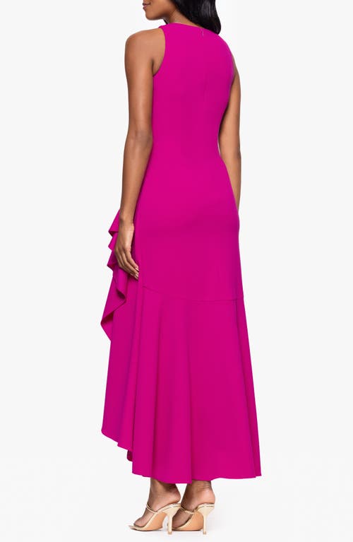 BETSY & ADAM BETSY & ADAM RUFFLE DETAIL HIGH-LOW GOWN