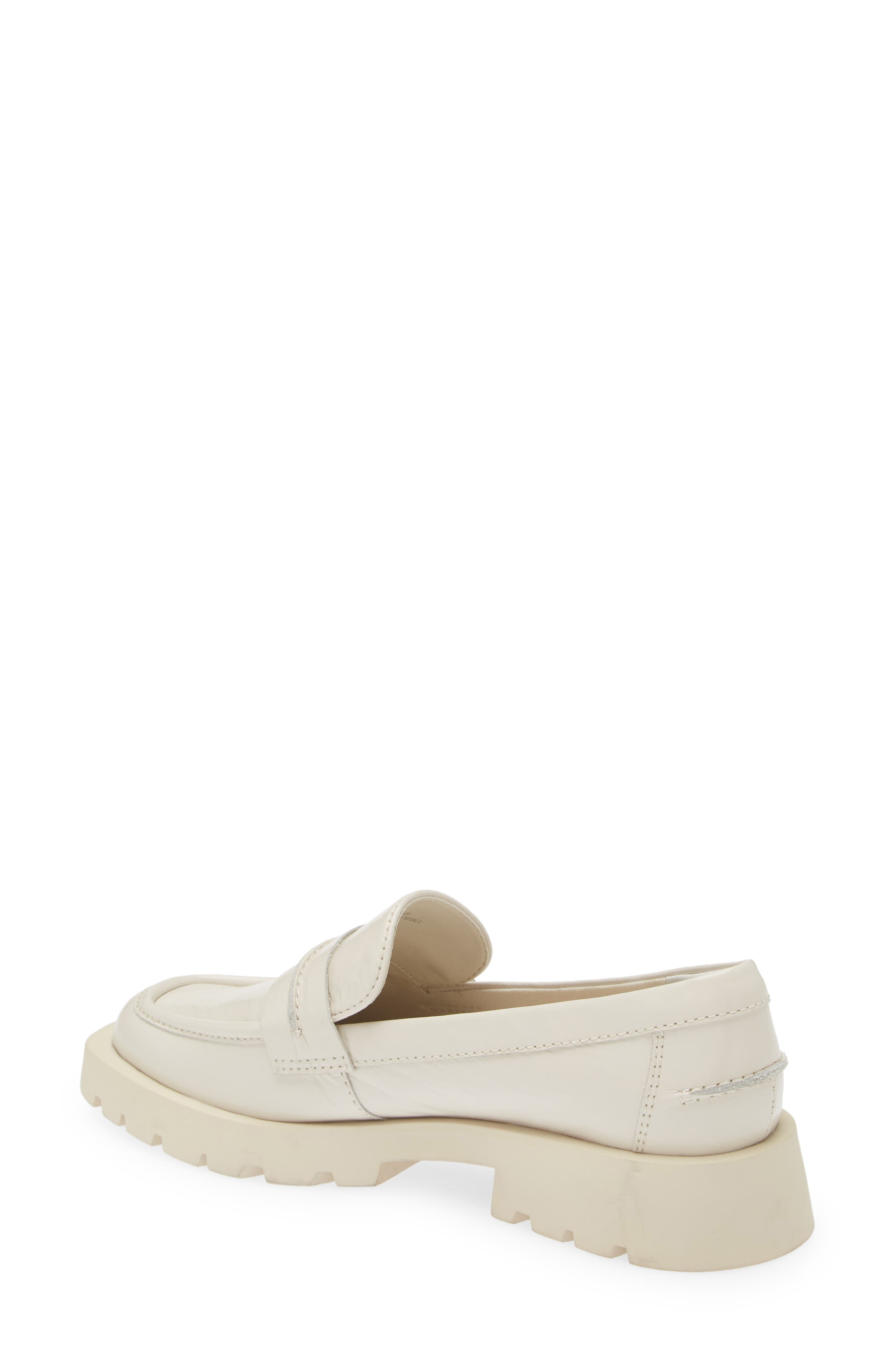 Evanka Loafer, Alternate, color, IVORY CRINKLE PATENT