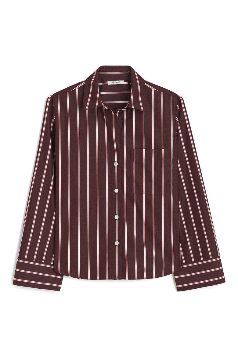 The Signature Stripe Y-Neck Shirt, Alternate, color, SMOKED CLARET STRIPE