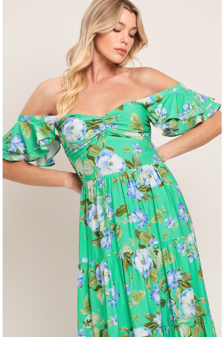 Flutter Sleeve Maxi Dress, Alternate, color, TEAL