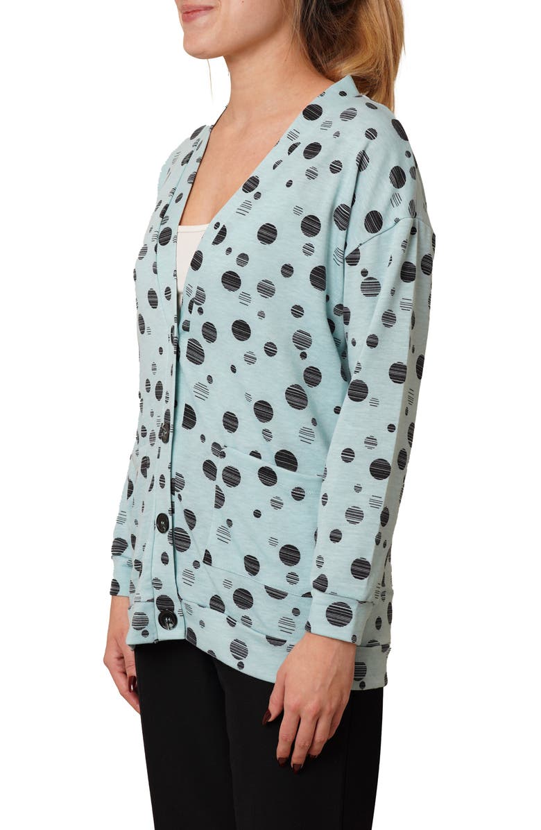 CYRUS Drop Shoulder Dot French Terry Sweater, Alternate, color, Pastel Blue/ Black