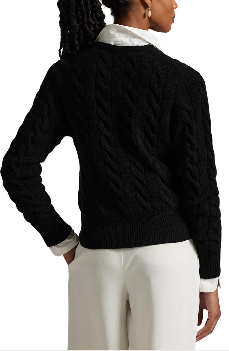 Polo Ralph Lauren Cable Knit Wool & Cashmere Cardigan, Alternate, color, Polo Black