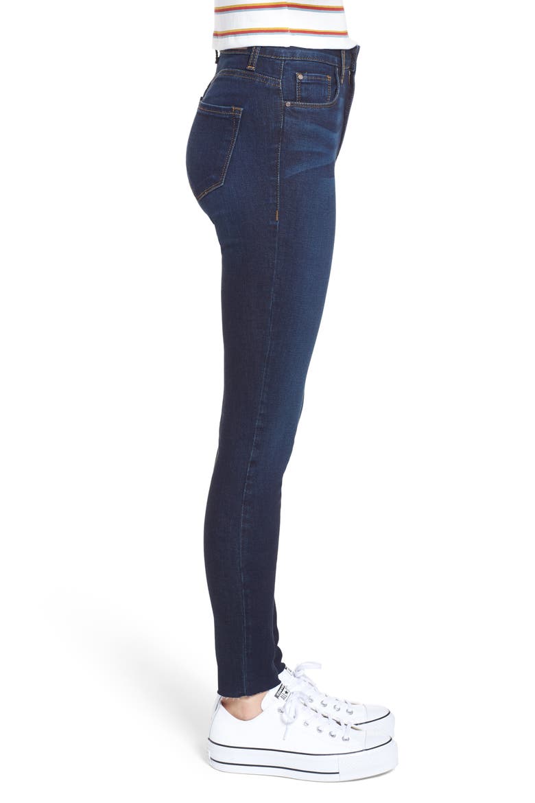 High Waist Cutoff Skinny Jeans, Alternate, color, DARK WASH