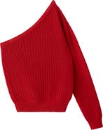 MANGO Open Stitch One-Shoulder Sweater