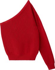 MANGO Open Stitch One-Shoulder Sweater