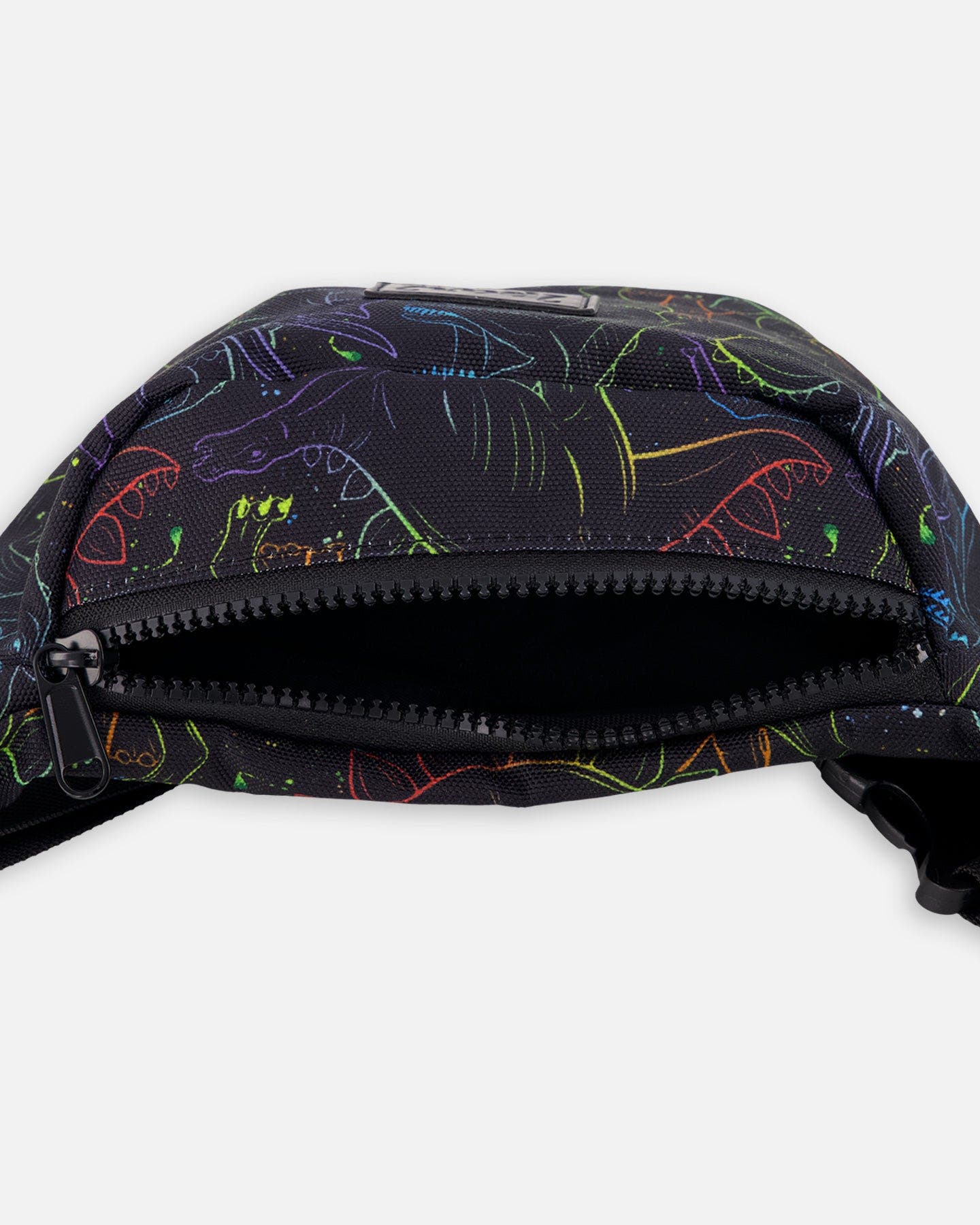 Deux par Deux Adjustable Straps Dinosaur Fanny Pack, Alternate, color, Black Dinosaur Print