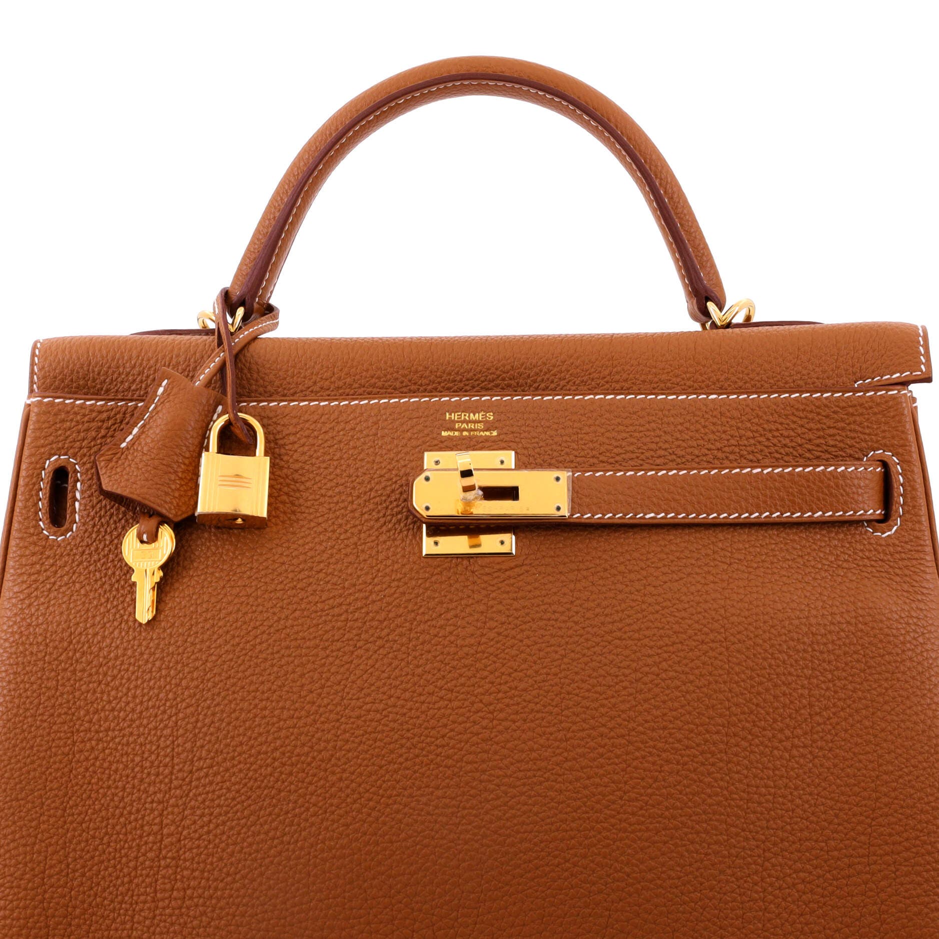 Pre-Owned Hermes Kelly Handbag Brown Togo with Gold Hardware 32, Alternate, color, Gold