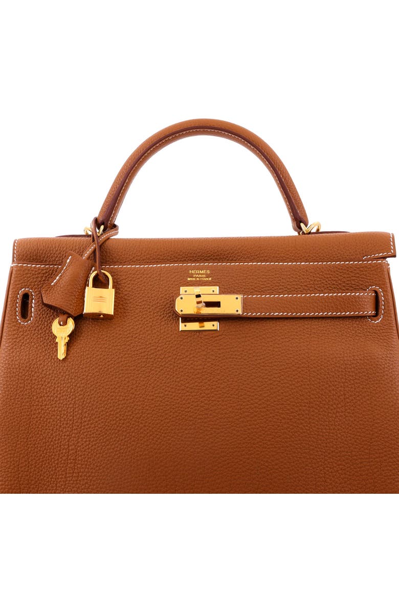Pre-Owned Hermes Kelly Handbag Brown Togo with Gold Hardware 32, Alternate, color, Gold