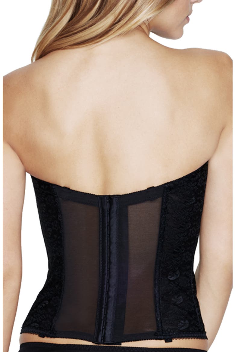 Collette Lace Longline Underwire Bustier, Alternate, color, BLACK