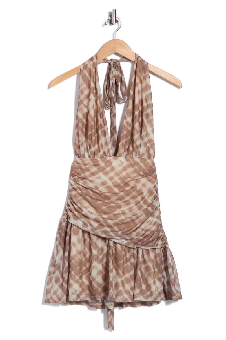 Anjolita Plunge Halter Minidress, Main, color, ANIMAL