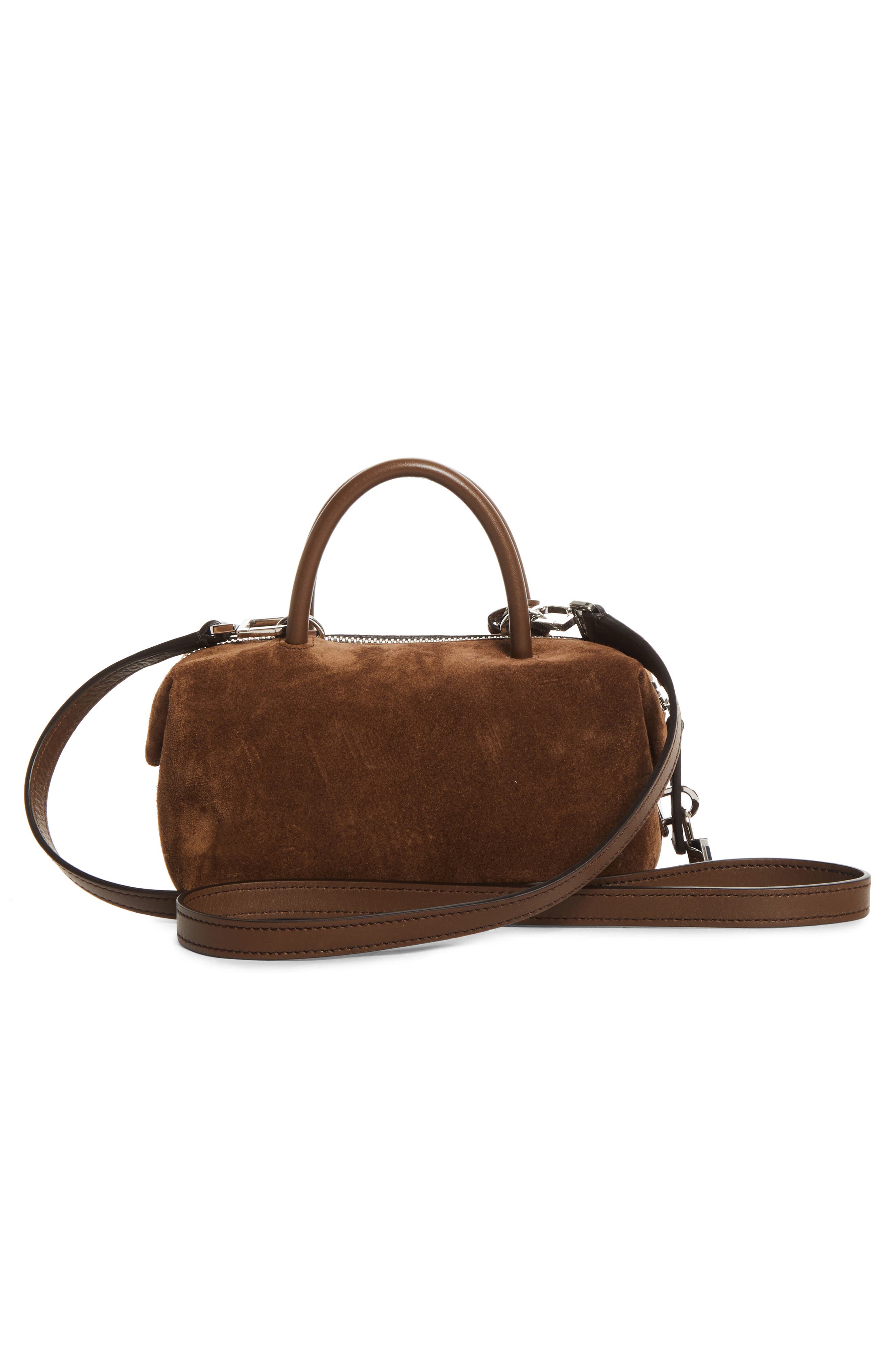 Small Boston Suede Top Handle Bag, Alternate, color, COCOA