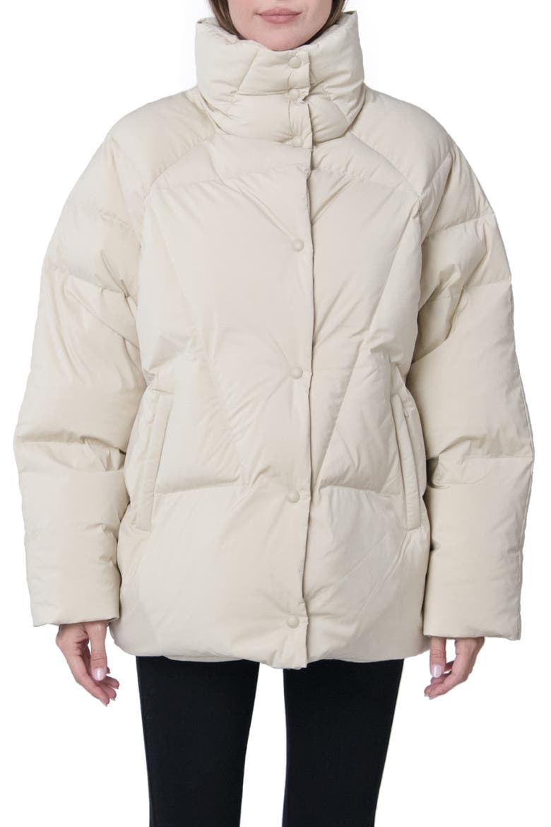 Ella Water Resistant Recycled Down Puffer Jacket, Main, color, BROWN RICE