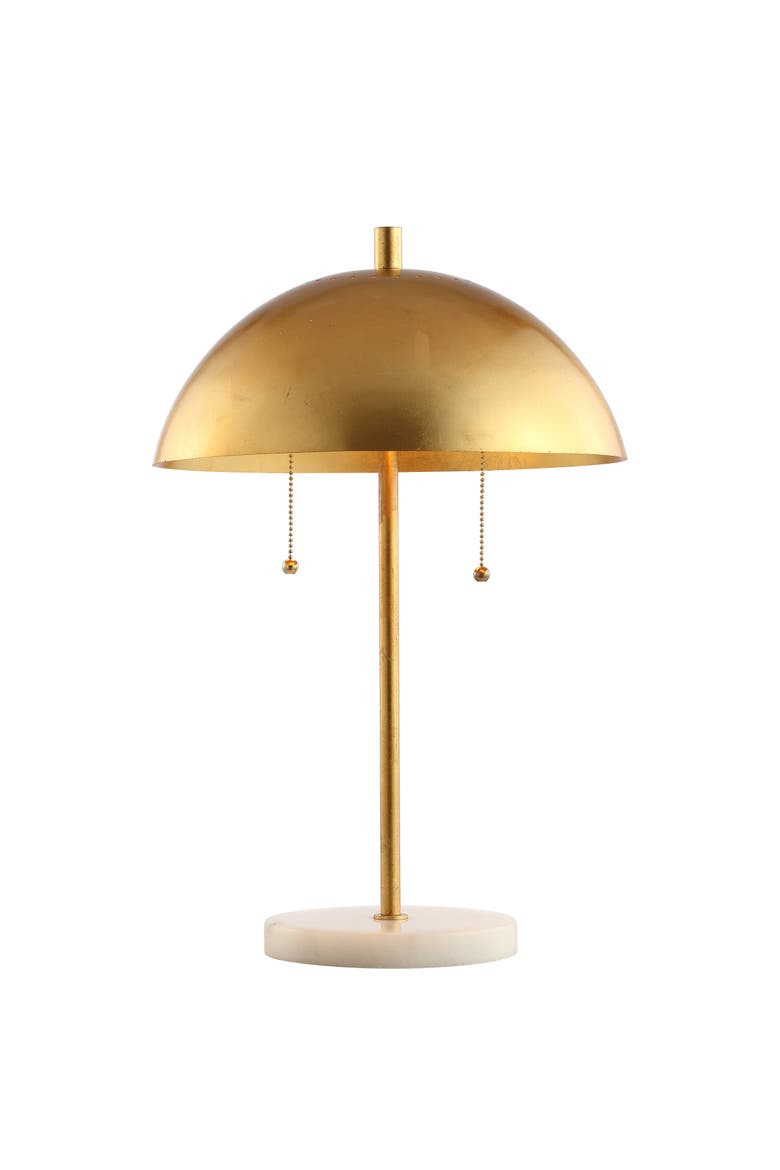 Ella Dome Metal with Marble Base LED Table Lamp, Main, color, Gold Leaf/White