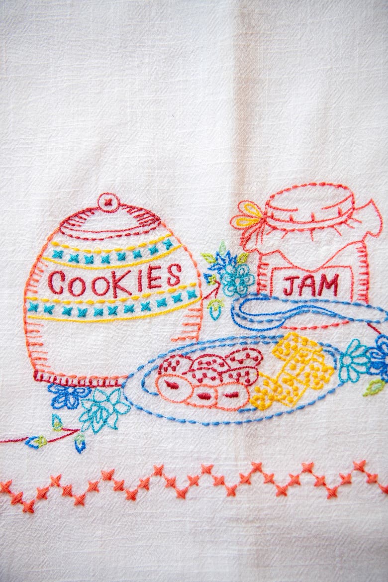 Baking & Cookies Embroidered Tea Towels, Set of 2, Alternate, color, White
