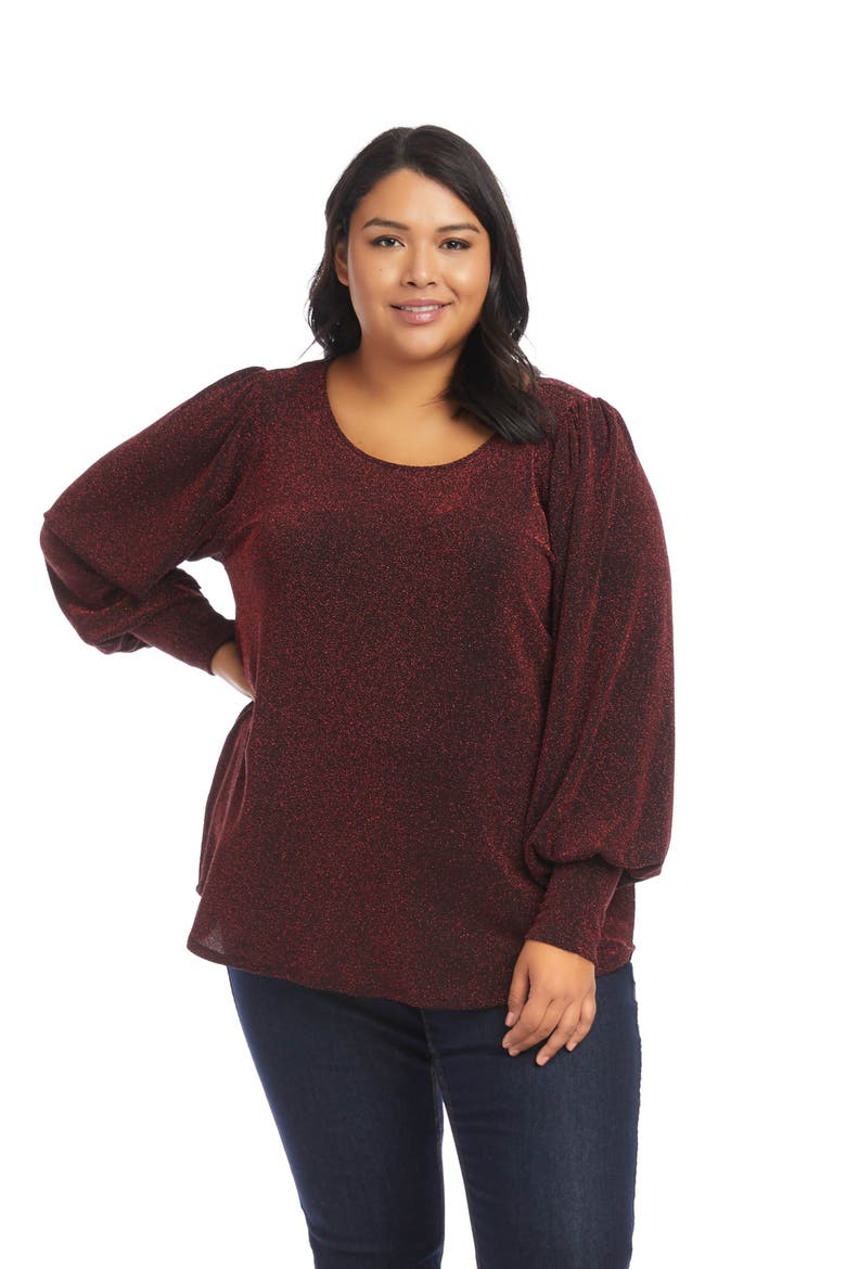 Blouson Sleeve Top, Alternate, color, RED