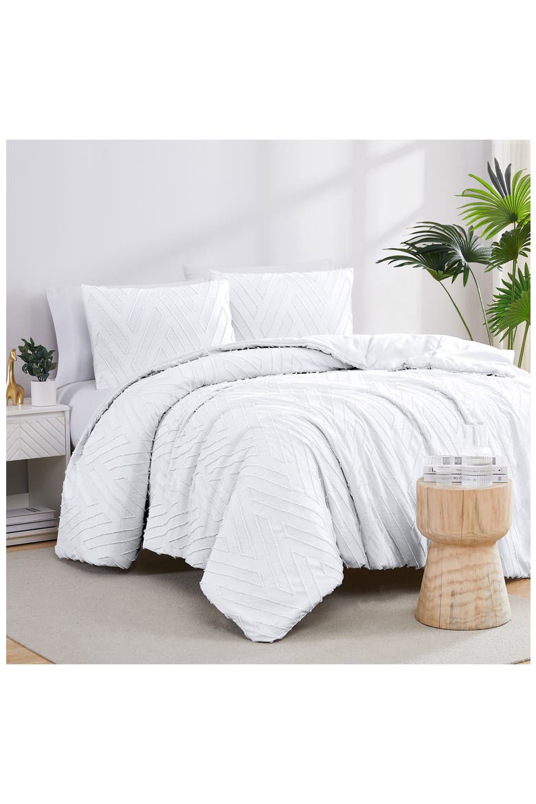 Chevron Jacquard Comforter Set, Main, color, WHITE