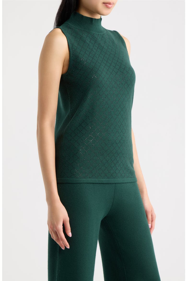 Diamond Quilted Mock Neck Sweater Tank, Alternate, color, PINE FOREST
