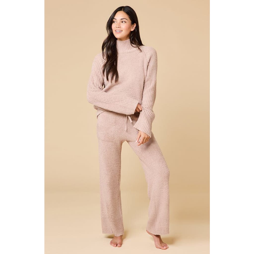 Softies Solid Marshmallow Rib Mock Neck With Long Pant In Brown