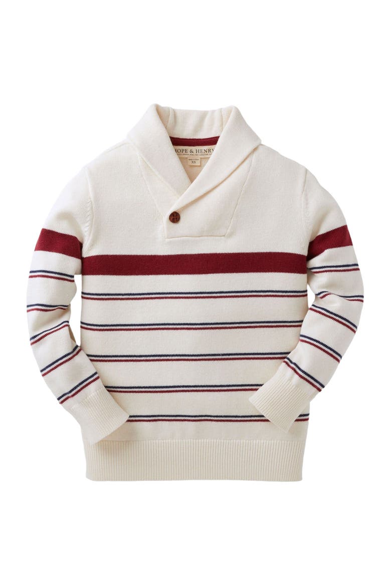 Boys' Shawl Collar Sweater, Kids, Alternate, color, Ivory Stripe
