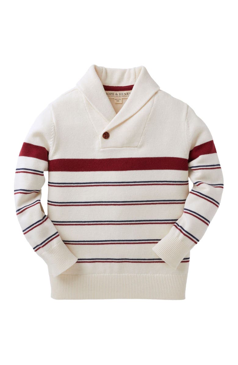Hope & Henry Boys' Organic Shawl Collar Sweater, Kids, Alternate, color, Ivory Stripe