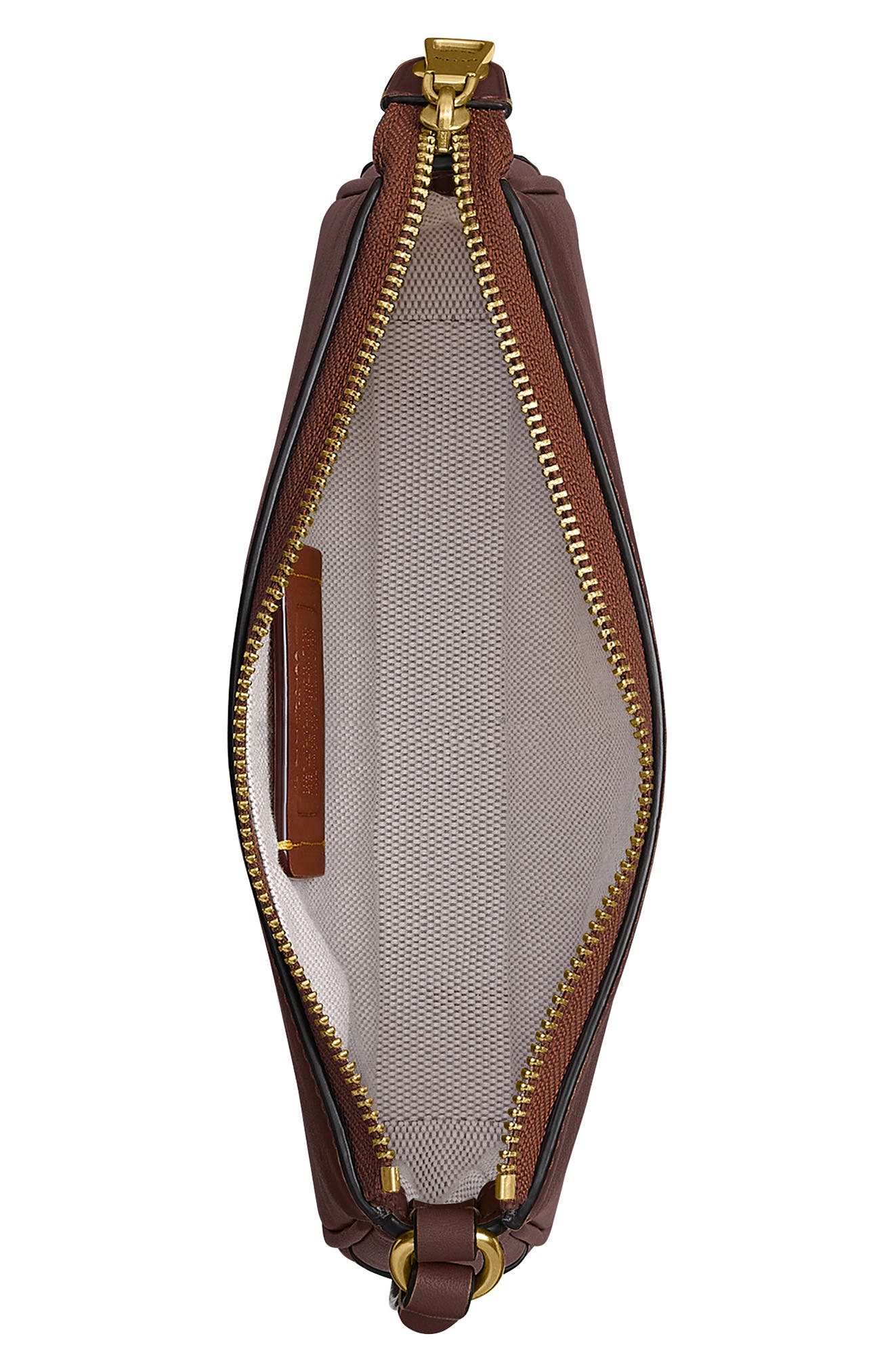 COACH Plaza 18 Natural Grain Leather Shoulder Bag, Alternate, color, B4/Maple