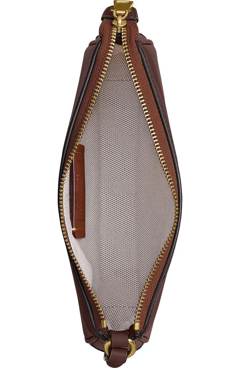 COACH Plaza 18 Natural Grain Leather Shoulder Bag, Alternate, color, B4/Maple