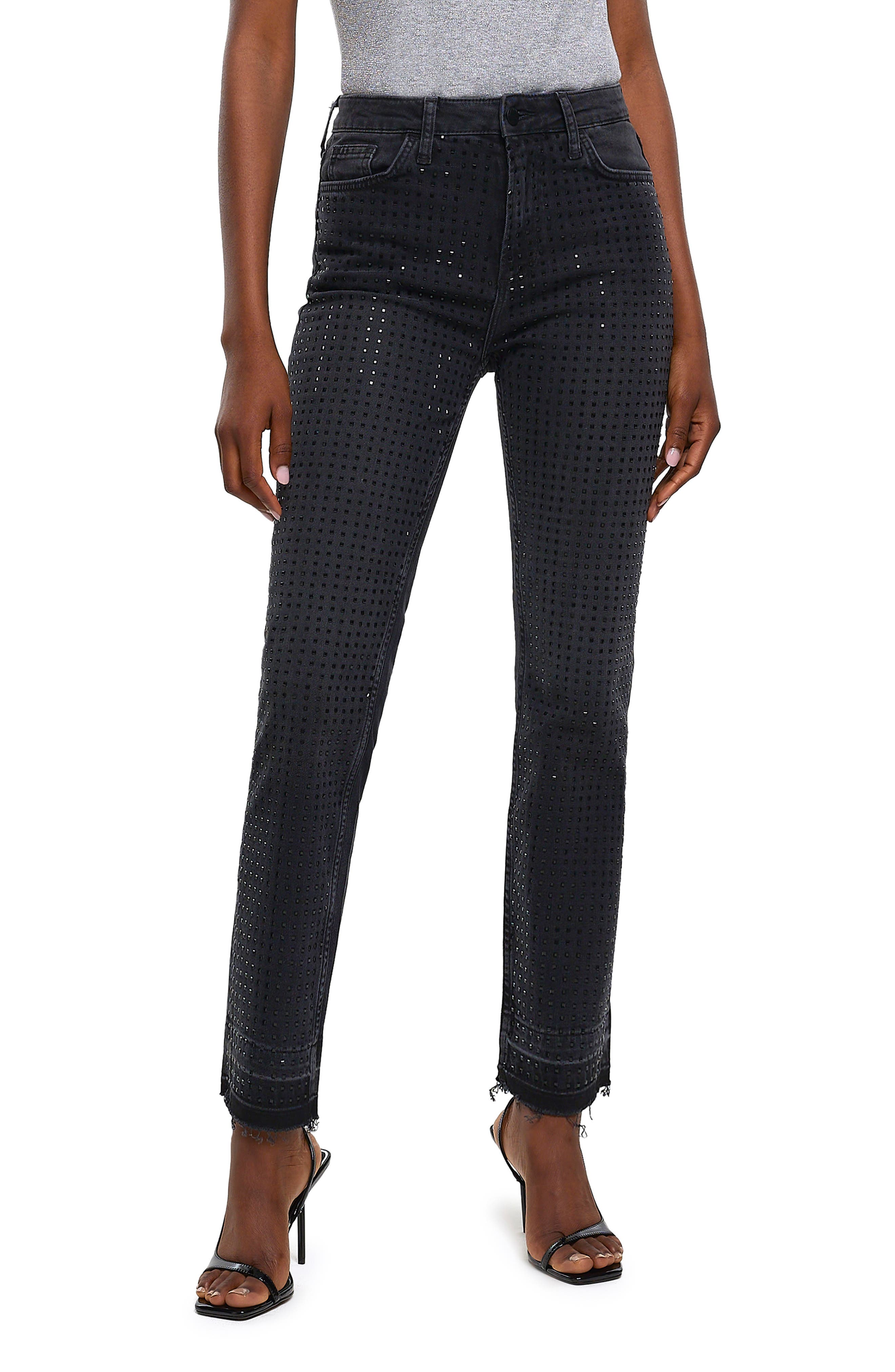 River Island Wonder Embellished Release Hem Skinny Leg Jeans (Women ...
