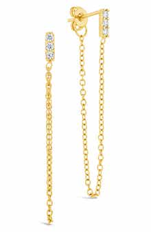 Sterling Forever Chelsea Cubic Zirconia Chain Drop Front/Back Earrings