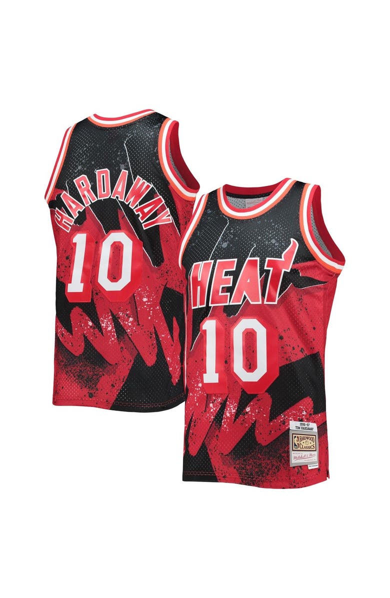 Mitchell & Ness Men's Mitchell & Ness Tim Hardaway Scarlet Miami Heat Hardwood Classics 1996/97 Hyper Hoops Swingman Jersey, Main, color, 