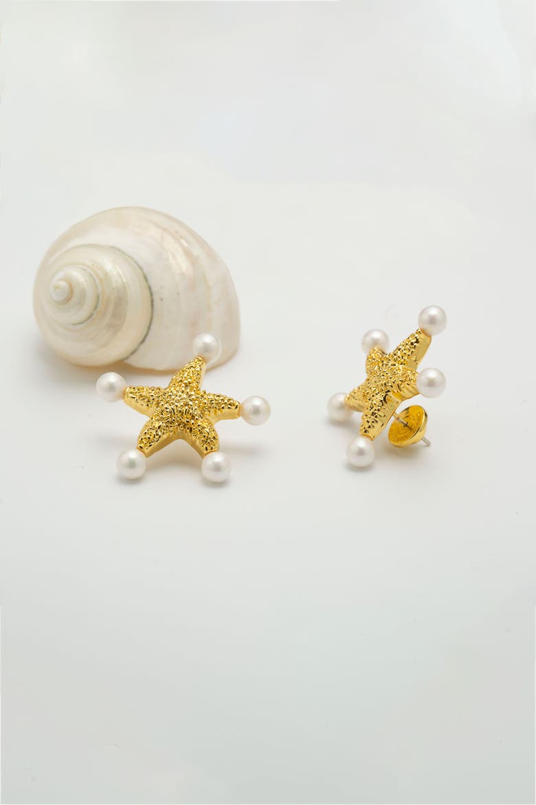 Lila Starfish Stud Earrings, Alternate, color, Gold