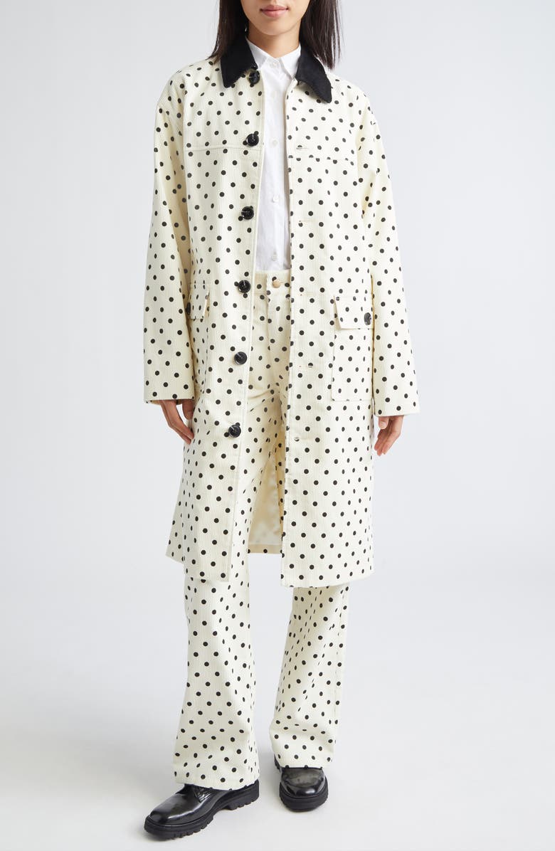 Tanner Fletcher Gender Inclusive Sid Polka Dot Corduroy Pants, Alternate, color, Ivory/ Black Polkadot