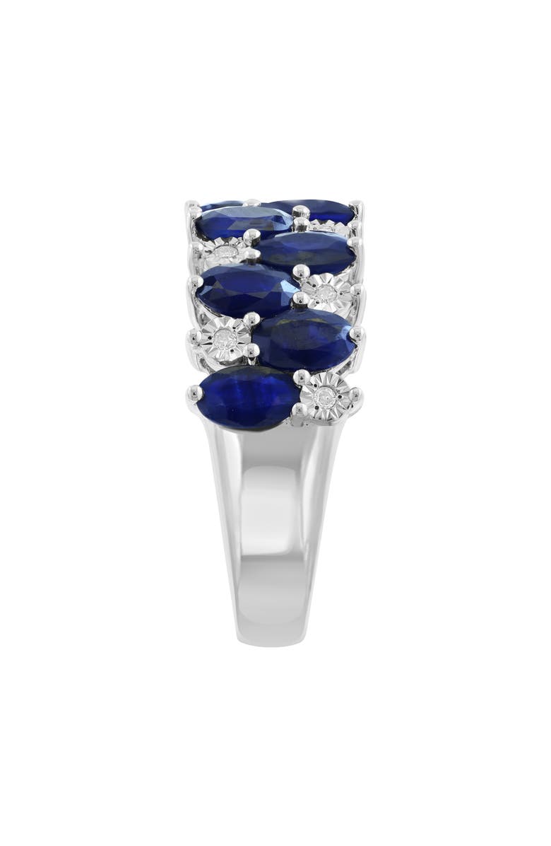 EFFY Sterling Silver Oval Sapphire & Round Diamond Band Ring, Alternate, color, Blue