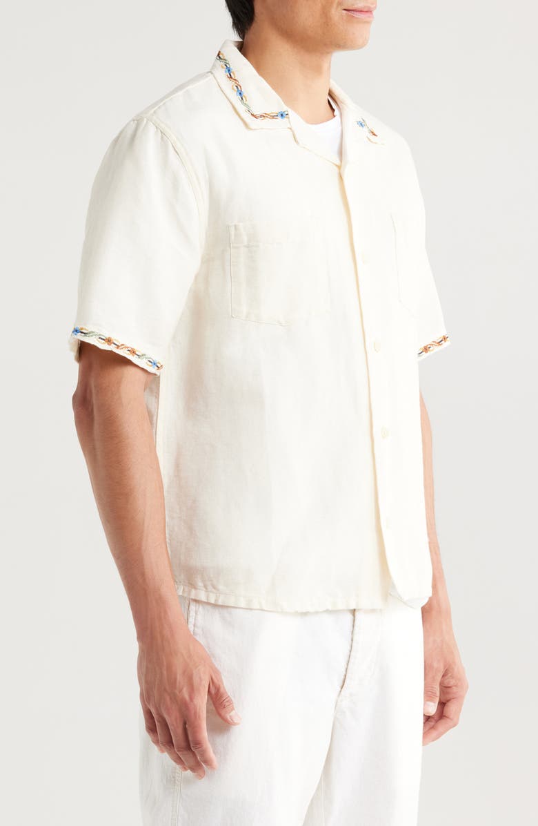 Corridor Rose Chain Embroidered Linen & Cotton Camp Shirt, Alternate, color, 
